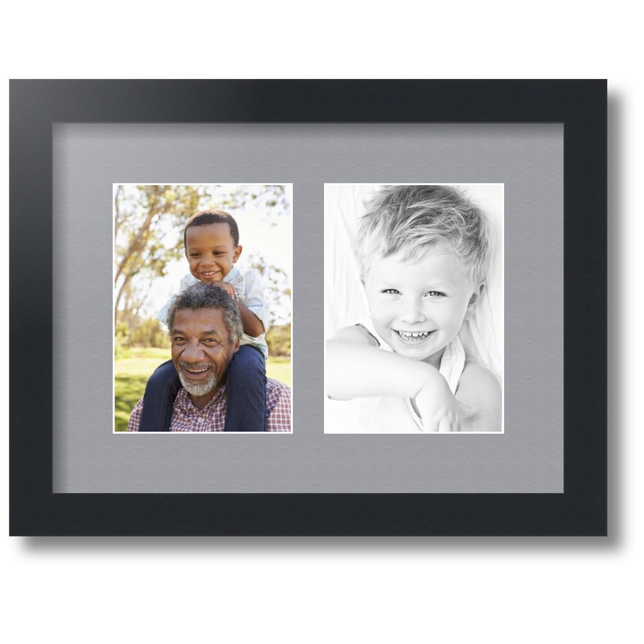 ArtToFrames Collage Photo Picture Frame with 2 - 5x7 inch Openings, Framed in Black with Over 62 Mat Color Options and Regular Glass (CSM-3926-35)